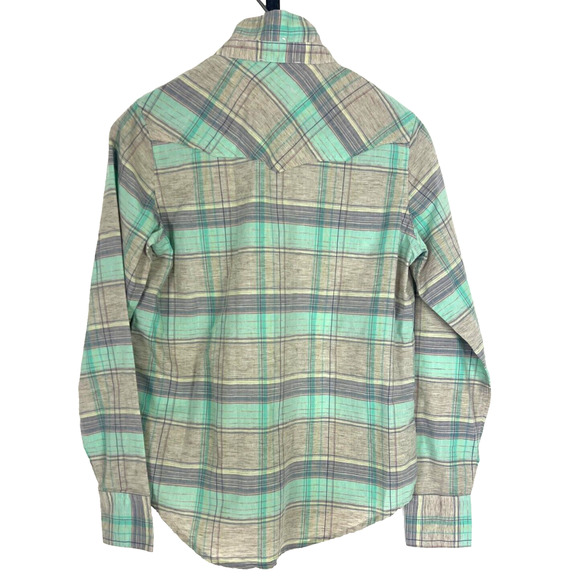 Simms Womens Small Green Plaid Long Sleeve Ruby River Shirt Snap Button Top - Picture 2 of 12